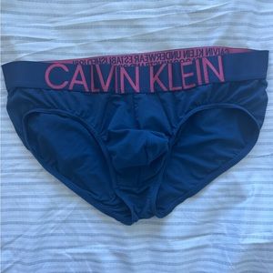 Calvin Klein Blue Briefs with Pink Logo